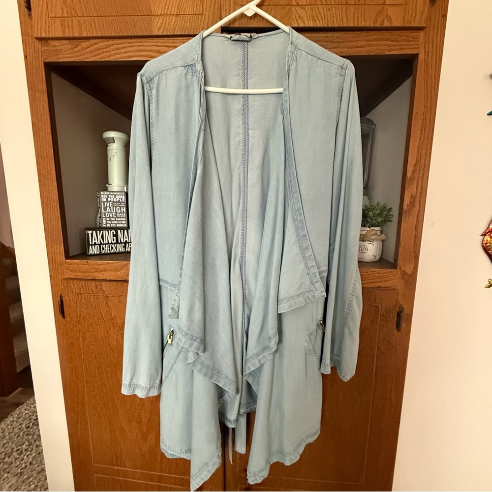 Soft Surroundings Sky Blue Open Cardigan